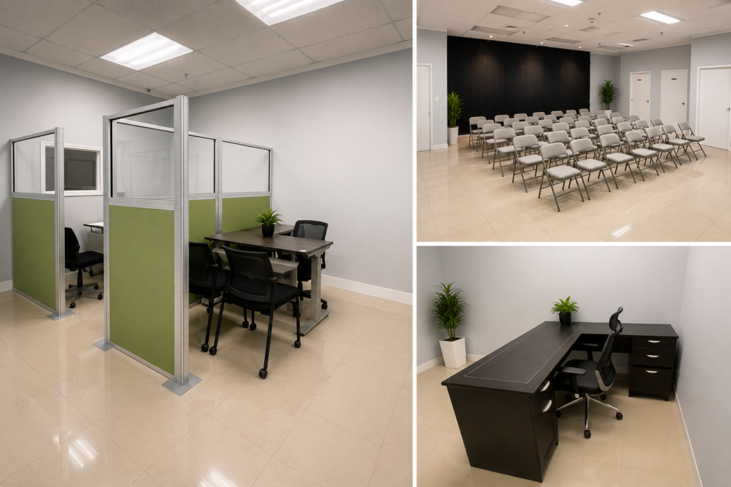 COLLAGE DE OFICINA CUBICULOS Y SALON EN ALQUILER EN CHARLOTTE NORTH CAROLINA
